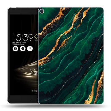 Силиконовый чехол на планшета ASUS ZenPad 3S 10 с принтом Мрамор зеленое золото