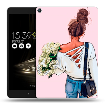 Силиконовый чехол на планшета ASUS ZenPad 3S 10 с принтом Девушка и букет