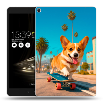 Силиконовый чехол на ASUS ZenPad 3S 10 с принтом Корги на скейте