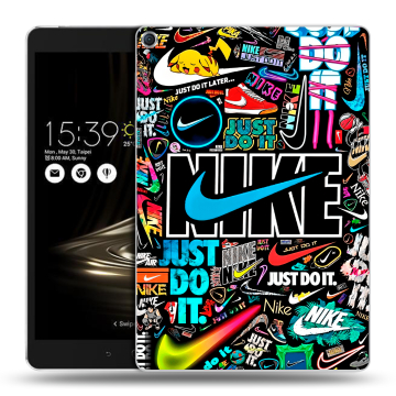 Силиконовый чехол на ASUS ZenPad 3S 10 с принтом найк nike черный