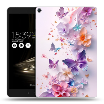 Силиконовый чехол на ASUS ZenPad 3S 10 с принтом цветы бабочки
