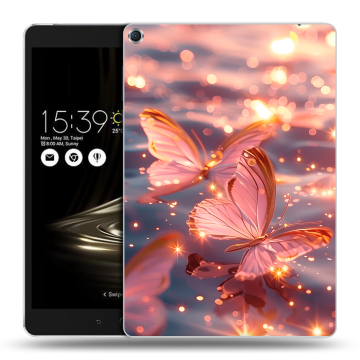 Силиконовый чехол на ASUS ZenPad 3S 10 с принтом бабочки розовые