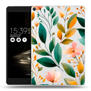 Силиконовый чехол на ASUS ZenPad 3S 10 с принтом Цветы паттерн Силиконовый чехол на ASUS ZenPad 3S 10 с принтом Цветы паттерн