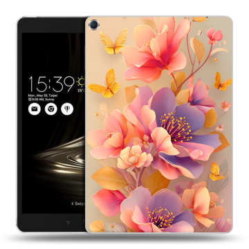 Силиконовый чехол на ASUS ZenPad 3S 10 с принтом Цветы и бабочки