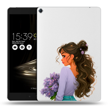 Силиконовый чехол на ASUS ZenPad 3S 10 с принтом девушка цветы