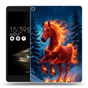 Силиконовый чехол на ASUS ZenPad 3S 10 с принтом Новый год коня