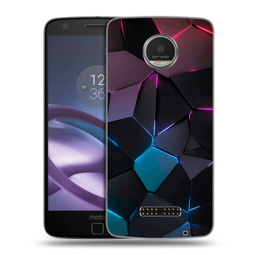 Пластиковый чехол на Lenovo Moto Z Play с принтом Геометрия неона