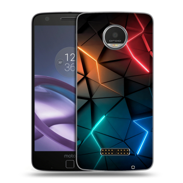 Пластиковый чехол на Lenovo Moto Z Play с принтом Абстракция неон