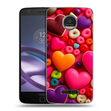 Пластиковый чехол на Lenovo Moto Z Play с принтом Сердечки