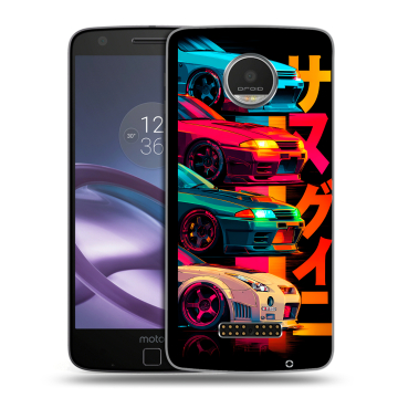 Пластиковый чехол на Lenovo Moto Z Play с принтом Гоночные машины