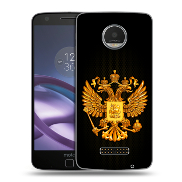 Пластиковый чехол на Lenovo Moto Z Play с принтом Герб России желтый