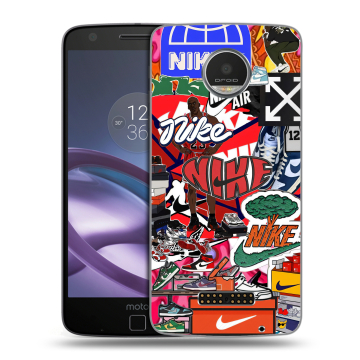 Пластиковый чехол на Lenovo Moto Z Play с принтом Найк Nike яркий