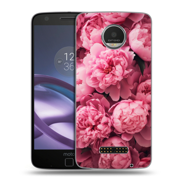 Пластиковый чехол на Lenovo Moto Z Play с принтом цветы пионы