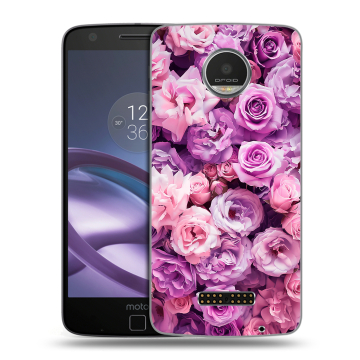 Пластиковый чехол на Lenovo Moto Z Play с принтом лавандовые розы Пластиковый чехол на Lenovo Moto Z Play с принтом лавандовые розы