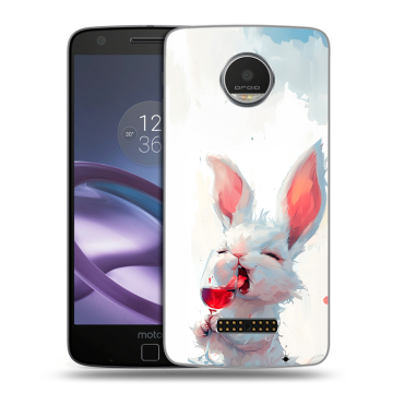 Пластиковый чехол на Lenovo Moto Z Play с принтом кролик зайчик