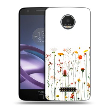 Пластиковый чехол на Lenovo Moto Z Play с принтом цветы