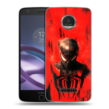 Пластиковый чехол на Lenovo Moto Z Play с принтом человек паук spiderman