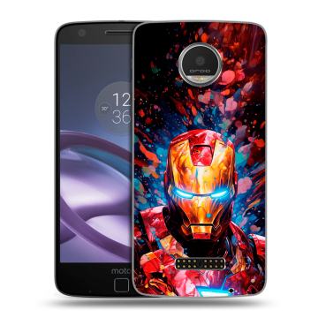 Пластиковый чехол на Lenovo Moto Z Play с принтом Железный человек Ironman
