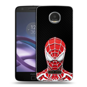 Пластиковый чехол на Lenovo Moto Z Play с принтом человек паук spiderman