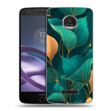Пластиковый чехол на Lenovo Moto Z Play с принтом Листья и золото Пластиковый чехол на Lenovo Moto Z Play с принтом Листья и золото