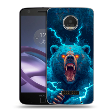 Пластиковый чехол на Lenovo Moto Z Play с принтом Медведь Пластиковый чехол на Lenovo Moto Z Play с принтом Медведь