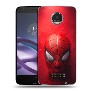 Пластиковый чехол на Lenovo Moto Z Play с принтом Spiderman Человек паук