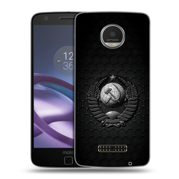 Пластиковый чехол на Lenovo Moto Z Play с принтом Герб Флаг СССР