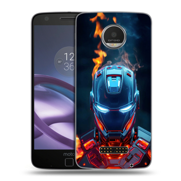 Пластиковый чехол на Lenovo Moto Z Play с принтом IronMan Железный человек