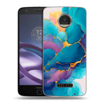 Пластиковый чехол на Lenovo Moto Z Play с принтом Мрамор блестки Пластиковый чехол на Lenovo Moto Z Play с принтом Мрамор блестки