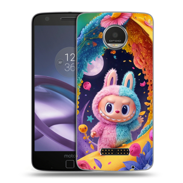 Пластиковый чехол на Lenovo Moto Z Play с принтом Labubu Лабубу