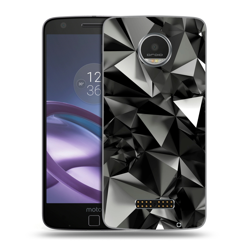 Пластиковый чехол на Lenovo Moto Z Play с принтом Черные кристаллы Пластиковый чехол на Lenovo Moto Z Play с принтом Черные кристаллы