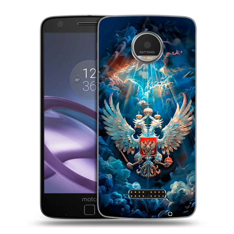 Пластиковый чехол на Lenovo Moto Z Play с принтом Герб флаг России Пластиковый чехол на Lenovo Moto Z Play с принтом Герб флаг России