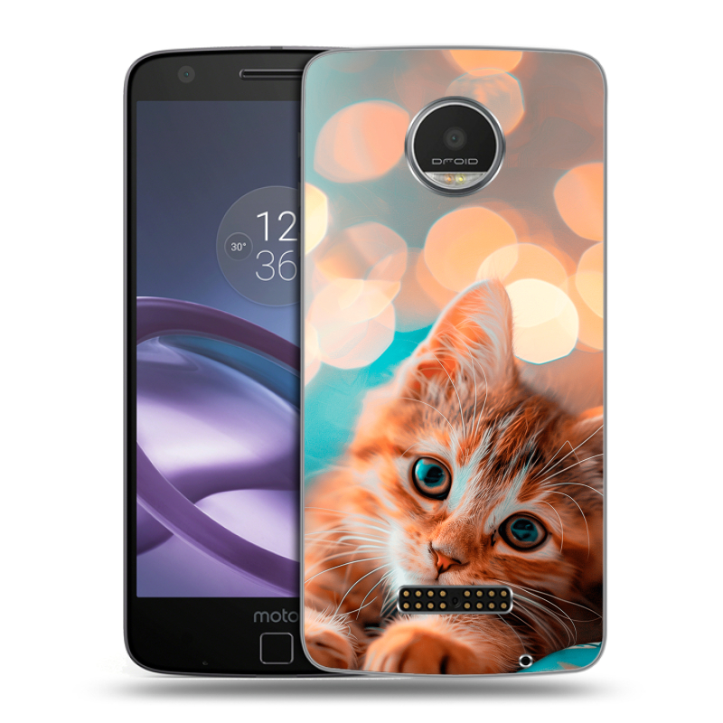 Пластиковый чехол на Lenovo Moto Z Play с принтом котик Пластиковый чехол на Lenovo Moto Z Play с принтом котик