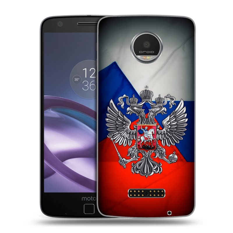 Пластиковый чехол на Lenovo Moto Z Play с принтом Флаг России Пластиковый чехол на Lenovo Moto Z Play с принтом Флаг России