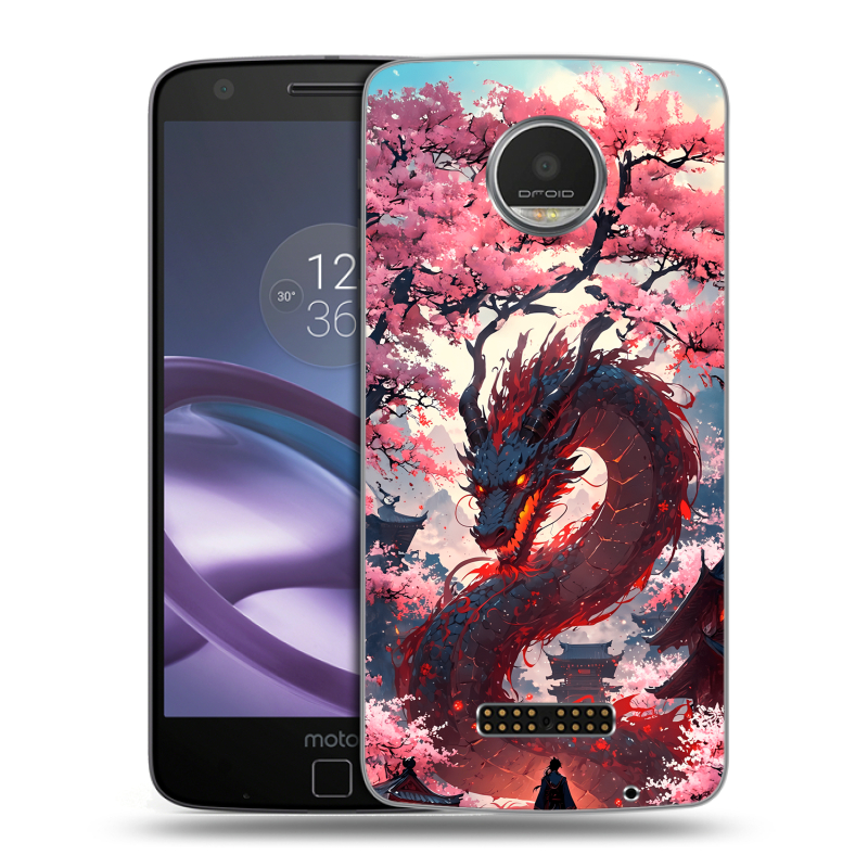 Пластиковый чехол на Lenovo Moto Z Play с принтом Дракон Японский Пластиковый чехол на Lenovo Moto Z Play с принтом Дракон Японский