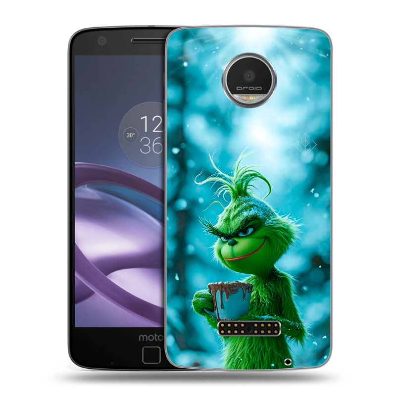 Пластиковый чехол на Lenovo Moto Z Play с принтом Новый год гринч Пластиковый чехол на Lenovo Moto Z Play с принтом Новый год гринч