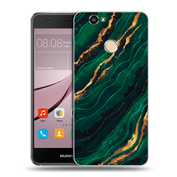Силиконовый противоударный чехол на Huawei Nova с принтом Мрамор зеленое золото Силиконовый противоударный чехол на Huawei Nova с принтом Мрамор зеленое золото