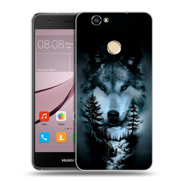 Силиконовый противоударный чехол на Huawei Nova с принтом Лесной волк Силиконовый противоударный чехол на Huawei Nova с принтом Лесной волк