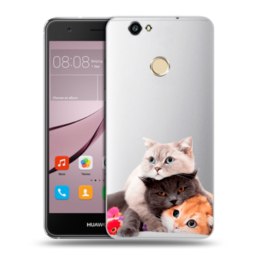 Силиконовый противоударный чехол на Huawei Nova с принтом Кошки Силиконовый противоударный чехол на Huawei Nova с принтом Кошки