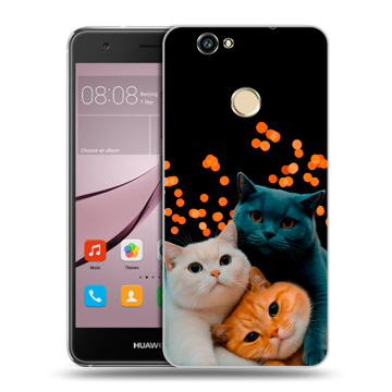 Силиконовый противоударный чехол на Huawei Nova с принтом Кошки Силиконовый противоударный чехол на Huawei Nova с принтом Кошки