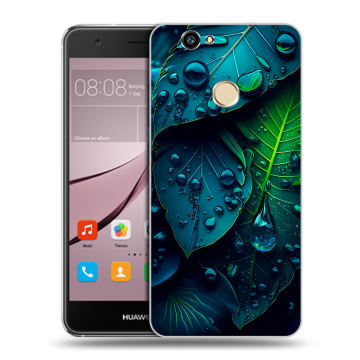 Силиконовый противоударный чехол на Huawei Nova с принтом Листья Силиконовый противоударный чехол на Huawei Nova с принтом Листья
