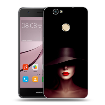Силиконовый противоударный чехол на Huawei Nova с принтом Девушка в шляпе