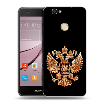 Силиконовый противоударный чехол на Huawei Nova с принтом Герб России золотой Силиконовый противоударный чехол на Huawei Nova с принтом Герб России золотой