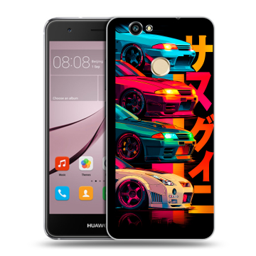Силиконовый противоударный чехол на Huawei Nova с принтом Гоночные машины