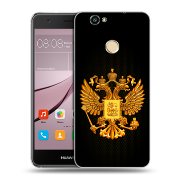 Силиконовый противоударный чехол на Huawei Nova с принтом Герб России желтый Силиконовый противоударный чехол на Huawei Nova с принтом Герб России желтый