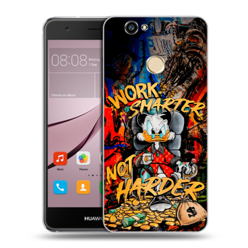 Силиконовый противоударный чехол на Huawei Nova с принтом Дональд Дак Деньги Силиконовый противоударный чехол на Huawei Nova с принтом Дональд Дак Деньги