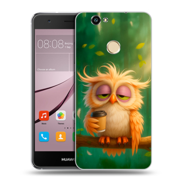 Силиконовый противоударный чехол на Huawei Nova с принтом сова Силиконовый противоударный чехол на Huawei Nova с принтом сова