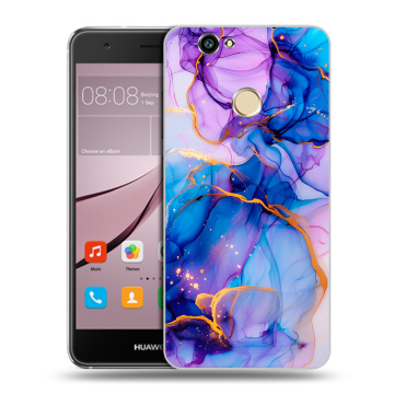 Силиконовый противоударный чехол на Huawei Nova с принтом синий мрамор