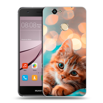 Силиконовый противоударный чехол на Huawei Nova с принтом котик