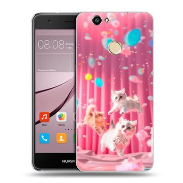 Силиконовый противоударный чехол на Huawei Nova с принтом милые котики